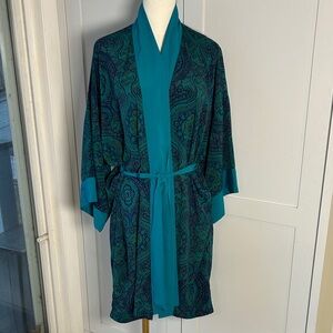 Victoria's Secret Teal & Purple Paisley Satin Robe
